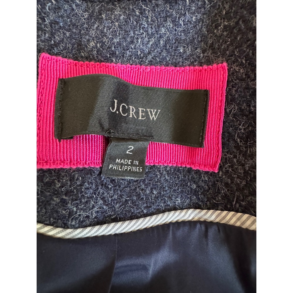 J.Crew Regent Blazer Moon British Wool Herringbone Navy Gold Button Sz 2 - Picture 6 of 9